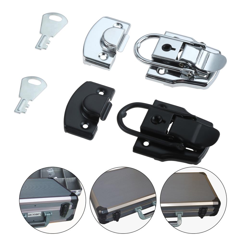 1 ks 76*45mm Klapka pro Air Box, Zavazadlový západkový zámek s klíčem, Kovová přezka pro nářadí, Kufr, Nářadí, Kovový díl Stříbrná/Černá