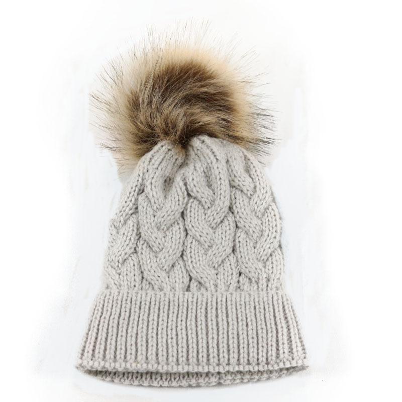 Europe, America, autumn and winter baby wool hat flanged single layer, solid color hairball twist children's knitted hat, spot supply