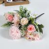 Peony & Daisy Silk Bouquet: 7-Fork Faux Flowers for Home Decoration