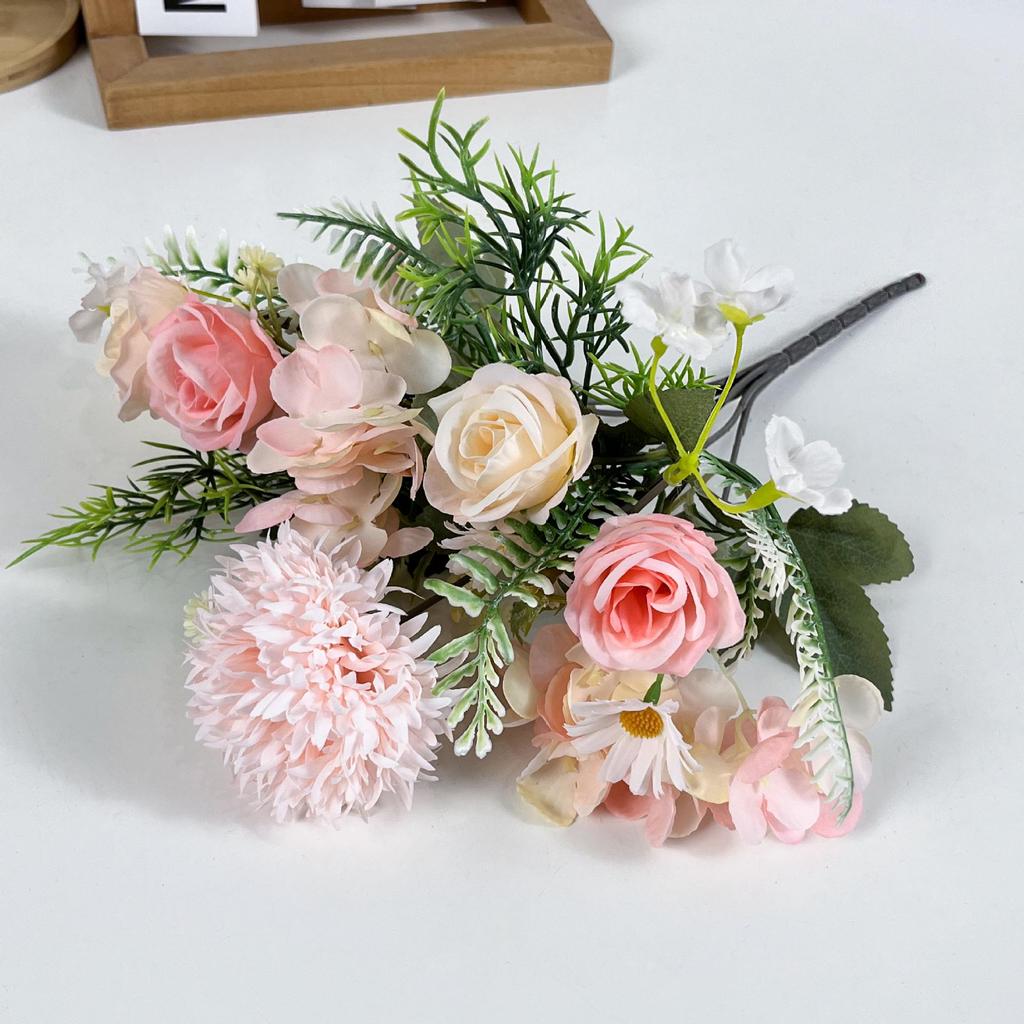 Peony & Daisy Silk Bouquet: 7-Fork Faux Flowers for Home Decoration