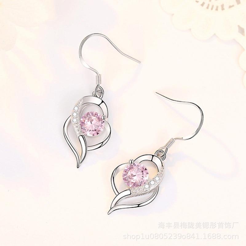 I Have Your Earrings In My Heart, Female Feeling, Slightly Inlaid with Zircon, Simple Personality, Temperament, Love Ear Hook.