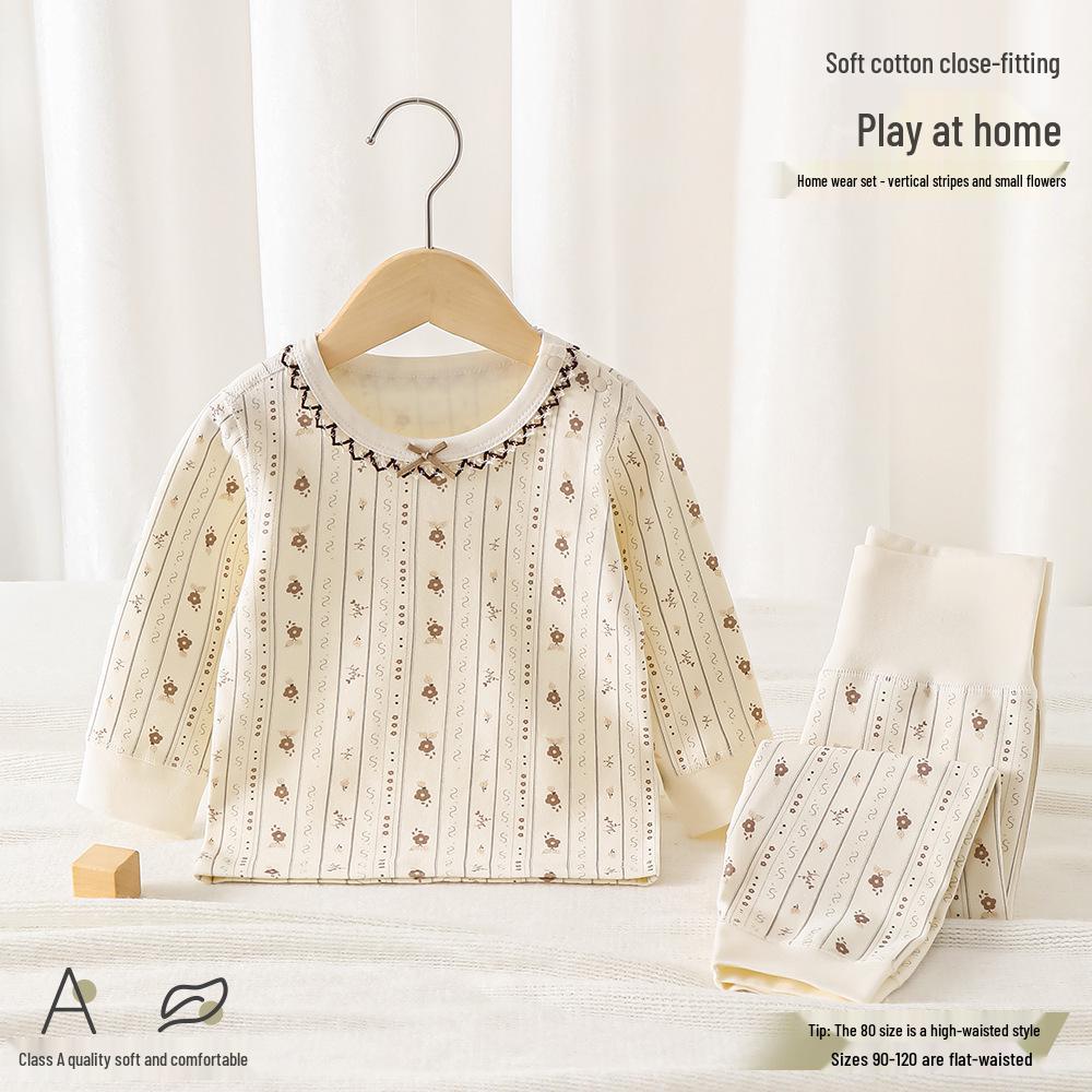 

Children s Pure Cotton Tagless Pajama Set - Two-Piece Infant Sleepwear for Spring & Autumn 100 cm