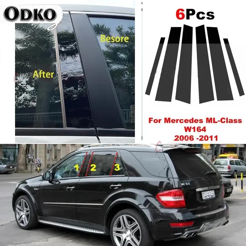 6 Pezzi Coperture Montanti Colonne Porte Finestrini per Mercedes Classe ML W164 2006 2007 2008 2009 2010 2011 Adesivo Colonne BC
