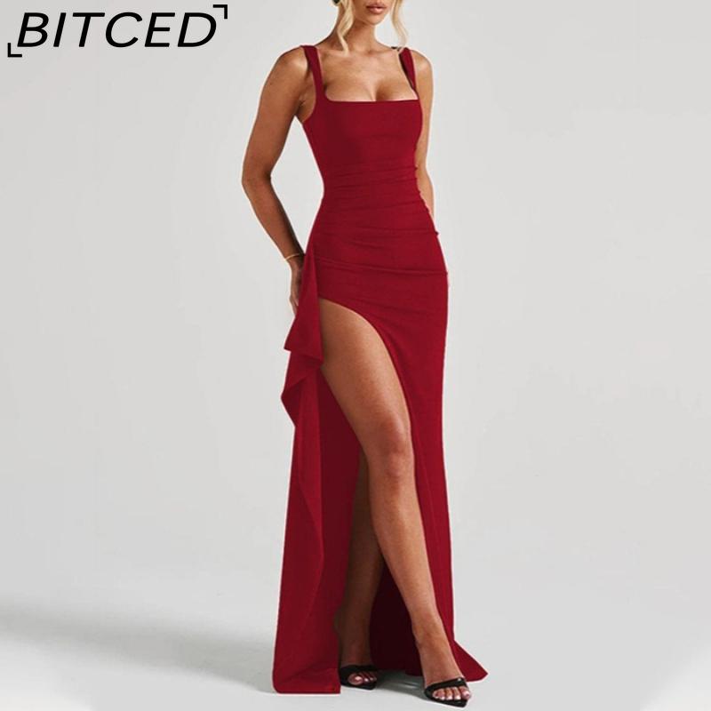 BITCED Women's Evening Gown Long Dress Summer Fashion Sexy Strapless Backless High-Slit Dress