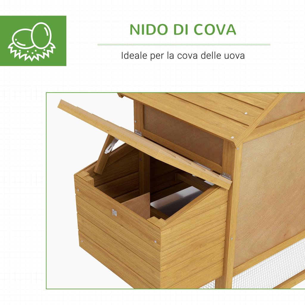Prefabricated Wooden Chicken Coop for 2 Hens with Enclosure and Nesting Box, 151.5x54x87cm