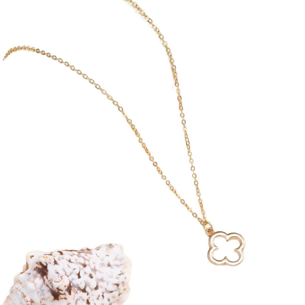 Elegante vierblättrige Kleeblatt-Anhänger Halskette - Vielseitige Metall-Schlüsselbein-Kette Schmuck für Damen