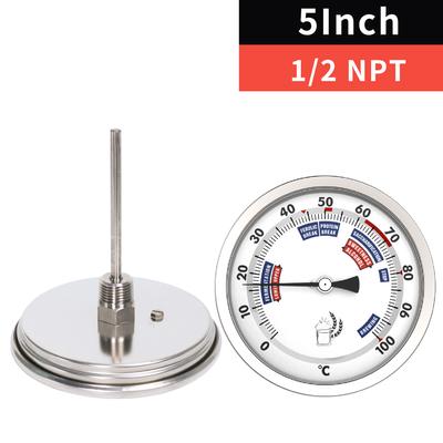 Stainless Steel Dial Bimetal Probe Thermometer Household Boiler Brewing Distilled Water Alcohol Thermometer Accessories