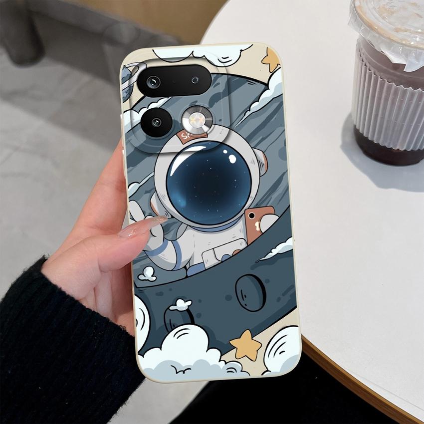 For Oppo Realme 16 15 14 Pro Plus OPPO Reno 15 Pro A6X A83 A79 A78 A96 A95 A94 A93 A92 A91 Phone Case Lovely Astronaut Soft Liquid Silicone Back Cover