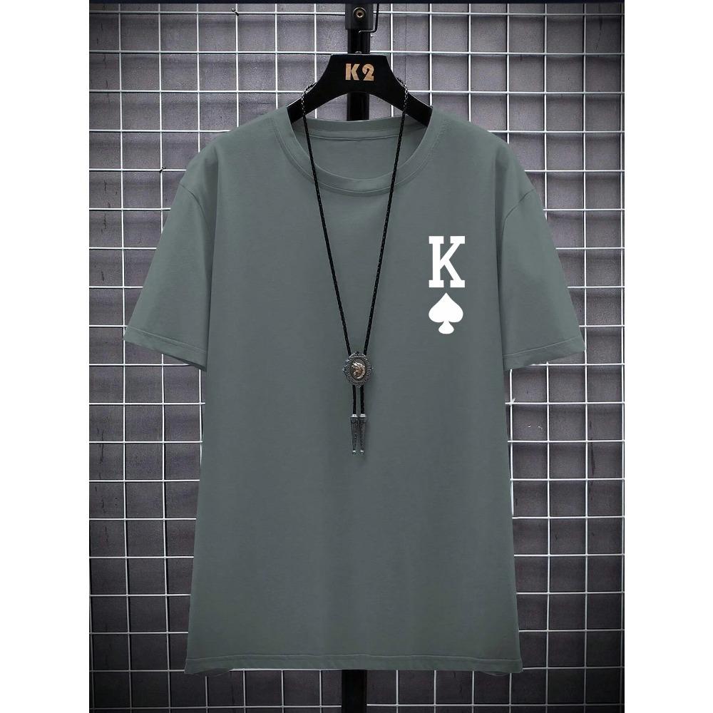 Poker 'K' Men's Short Sleeve T-shirt Casual Multicolor Top For Men Cotton Loose Oversized T shirt Personalized trend Tees