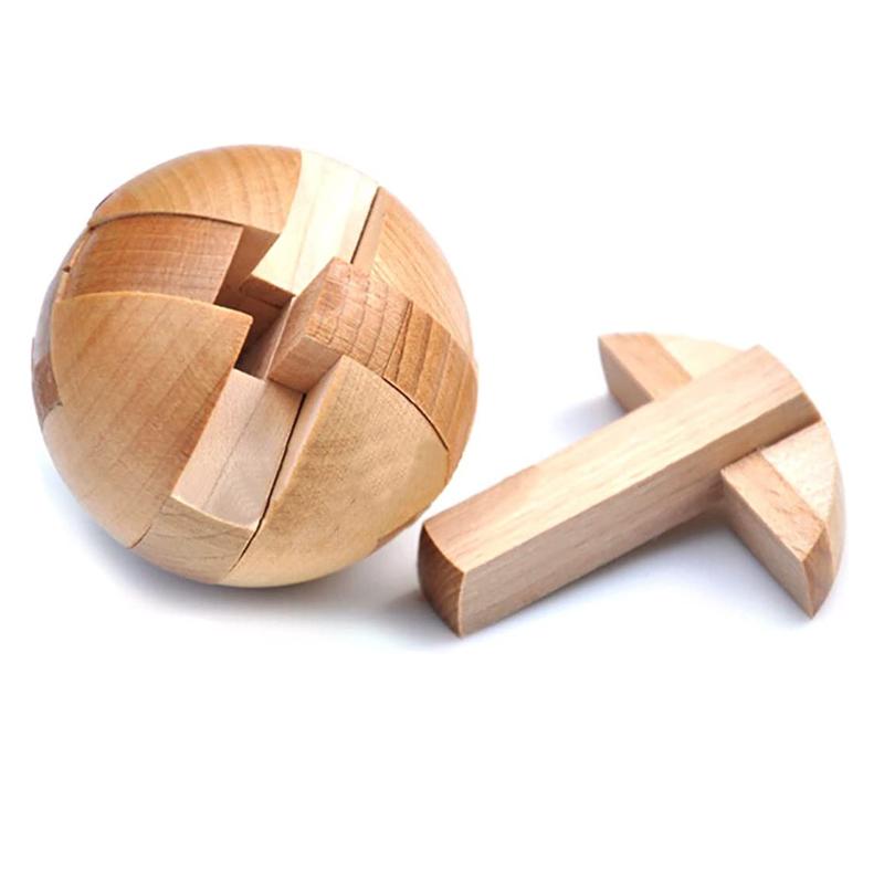 Lucchetto di Kongming in Legno, Puzzle 3D a Forma di Sfera, Giocattolo di Intrattenimento per la Mente, Puzzle Sferici per Adulti e Bambini