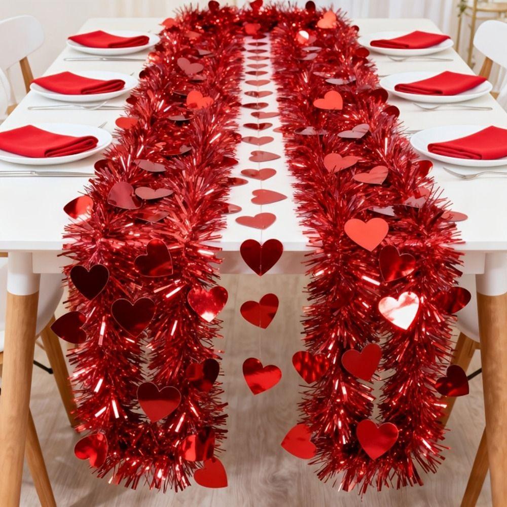 Rotes Rosa Valentinstag Herzförmige Ranke Künstliche Valentinstag Dekoration Verlobung Jubiläum