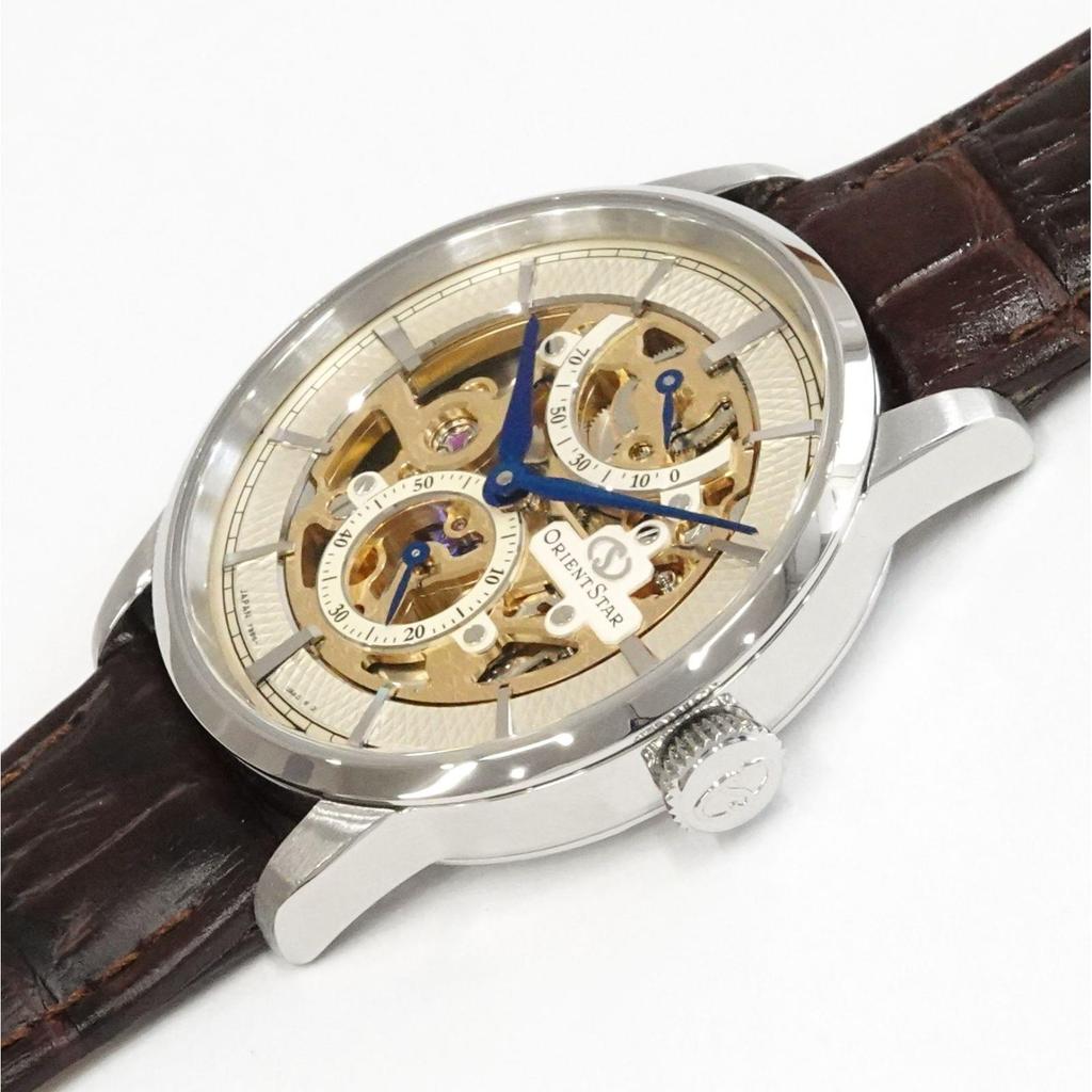 Used ORIENT STAR F8B6-UAA0 Skeleton Power Reserve Men's Manual Winding SS/Leather