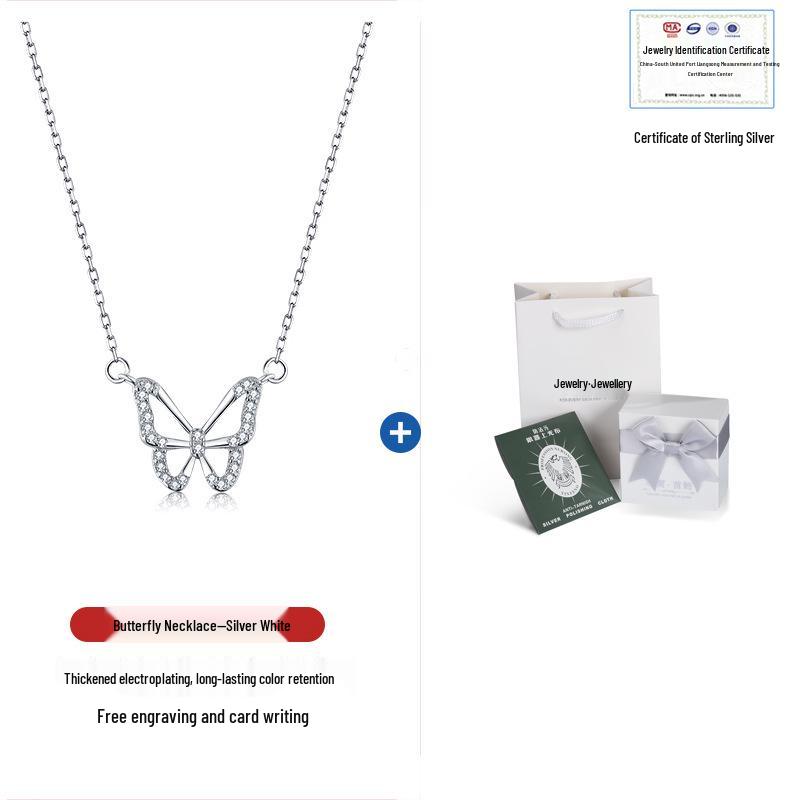 Sterling Silver Butterfly Necklace for Women - Elegant Gift for Birthdays or Christmas 2023