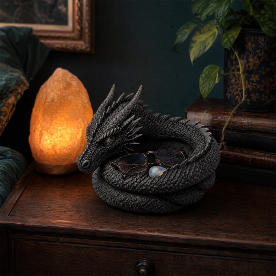 3D-gedrucktes Drachen-Aufbewahrungsfach, Dekorative Schlüsselablage mit Gothic-Fantasy-Design für Ringe, Schlüssel, Münzen, Schmuck, Schreibtisch-Organizer-Tablett für Homeoffice