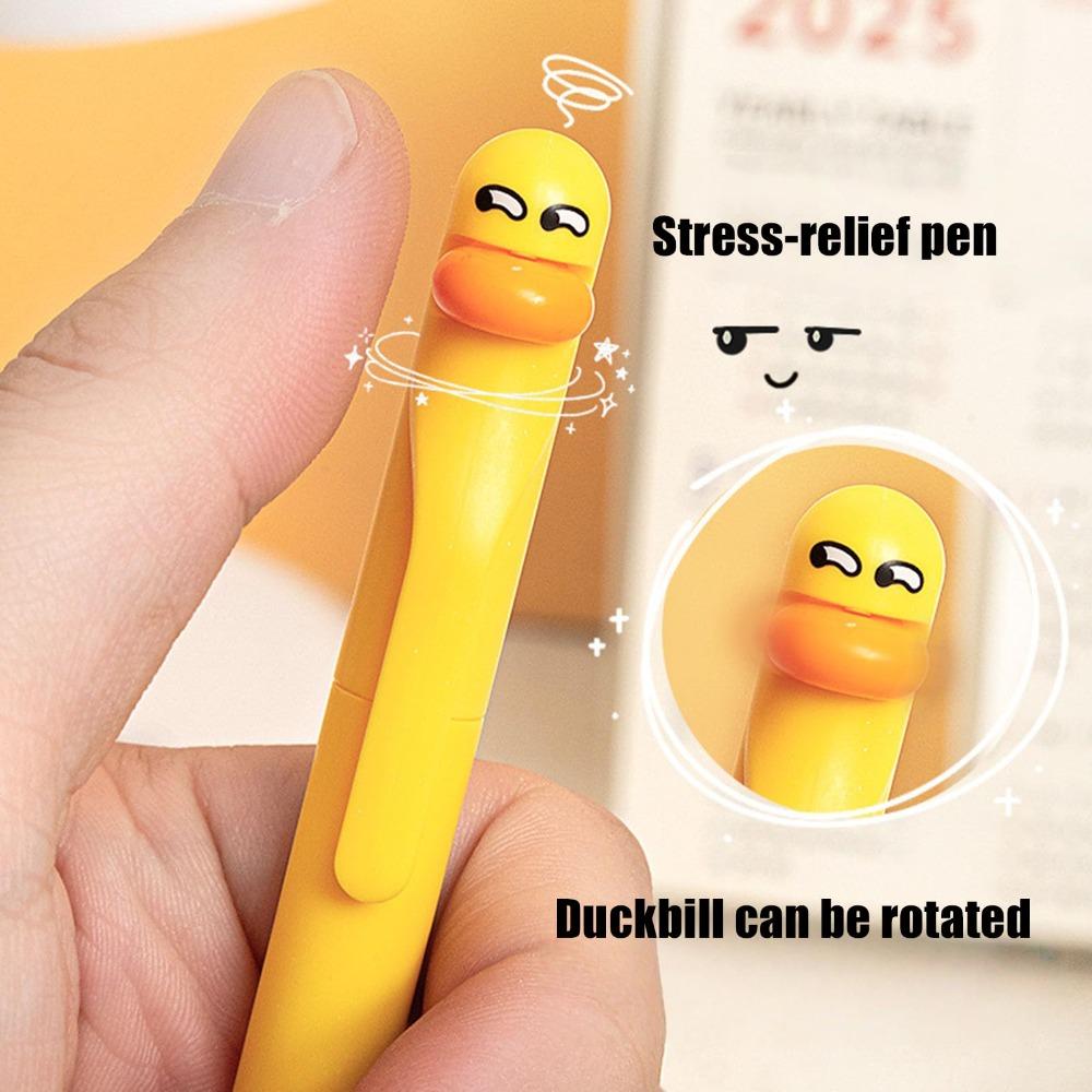 Duck Pens - Stress Relief Pen Cute Retractable Gel Pen 0.5mm Black Ink Writing Pen Perfect Party Gift for Students, Teachers