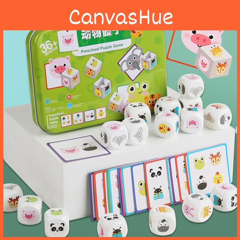 Wooden Animal Dice Puzzle For Kids Education And Focus Training Interactive Board Game