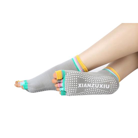 Toeless Half Toe Anti-slip Grip Ankle Yoga Socks Breathable Women Five Toe Socks