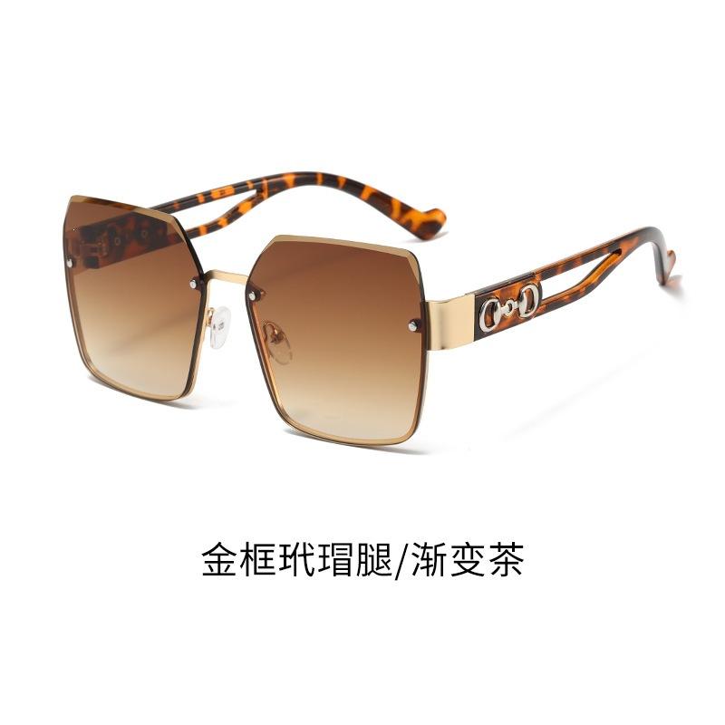 New fashion sunglasses women trend half frame trimmed sunglasses Internet celebrities pose UV protection sun eye