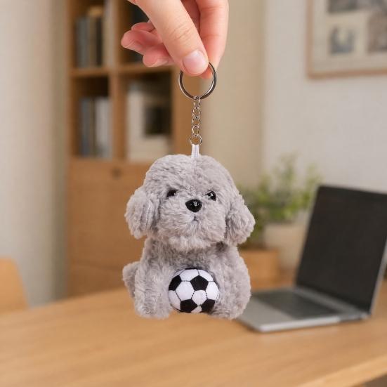 Pingente Chaveiro de Boneca de Pelúcia, Brinquedo de Pelúcia Macio e Encaracolado, Pingente de Bolsa de Animal de Pelúcia, Pingentes de Cachorro Fofos para Mochila Bolsa de Mão Carteira Acessório de Presente