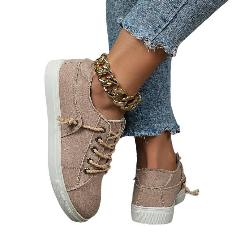 Lässige Damenschuhe aus Canvas in Übergröße, Herbst neu, bequeme Damen-Flachschuhe, Shein