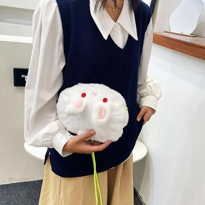 Cartoon Plush Rabbit Messenger Bags Kids Animals Crossbody Bag Girls Casual Cute Purse Bag Coin Purse Wallets Handbag