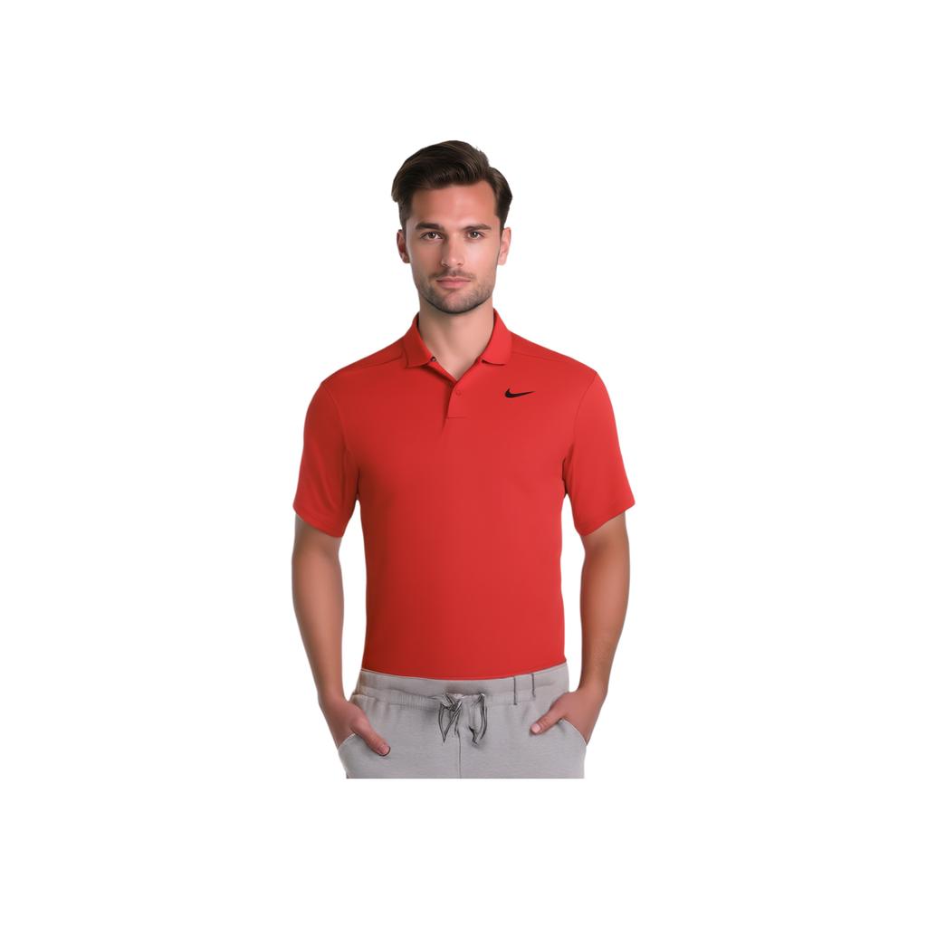 Nike Jednobarevné pánské polo tričko s logem značky, červené 891858-634