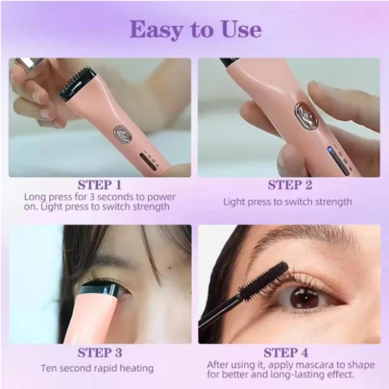 1pc Portable Fast Heating Electric Eyelash Curler,3 Modes,24-hour Long-lasting Curling,eyelash Grafting Long-lasting Makeup Tool