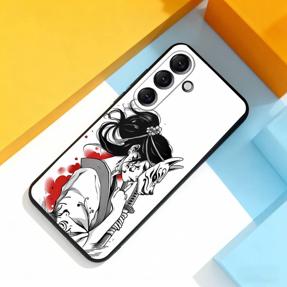 Samurai Krieger Geisha Coole Handyhülle Für Samsung Galaxy A 73,72,51,53,52,71,22,5G,Note,J7,8,9 Weiche Präzise Lochung Schwarze Hülle