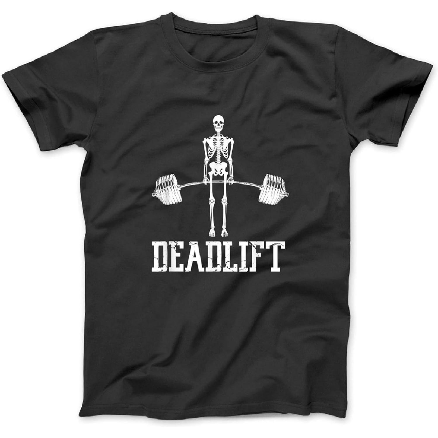 BestTeesEver Skeleton Dead Lift Funny Halloween Lifting Weights Vintage T-Shirt Black S
