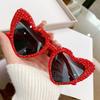 Women Pink Diamond Frame Heart Shape Sunglasses UV400 Light Luxury Brand Sun Glasses for Ladies Wedding Party Fashion Eyewear
