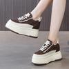9cm Platform Thick-Soled Genuine Leather Heeled Sneakers - Versatile Petite Shoes for Autumn 2023