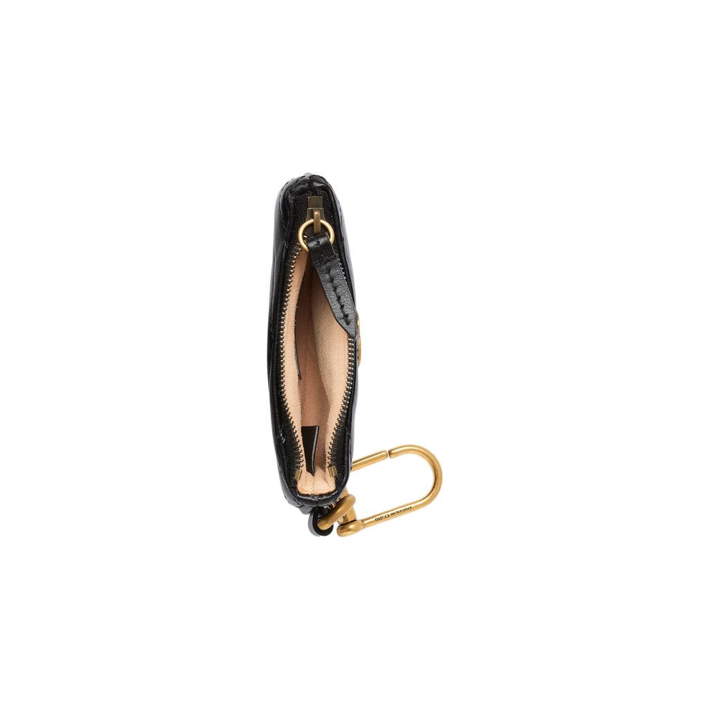 Gucci GG Marmont Series Marmont Gold Logo Zipper Leather Key Pouch Coin Purse Women pouch Black White 698787-UM8ET-9063