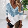 Autumn Winter Women Sweater New Striped Soft V-Neck Pullover Fashion Casual Loose Jumpers 2021 Female Sweaters Tops