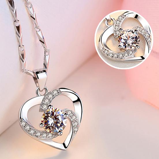 Pandantiv cu inimă de dragoste cu stras pentru femei elegante, cadou de bijuterii cu farmec strălucitor