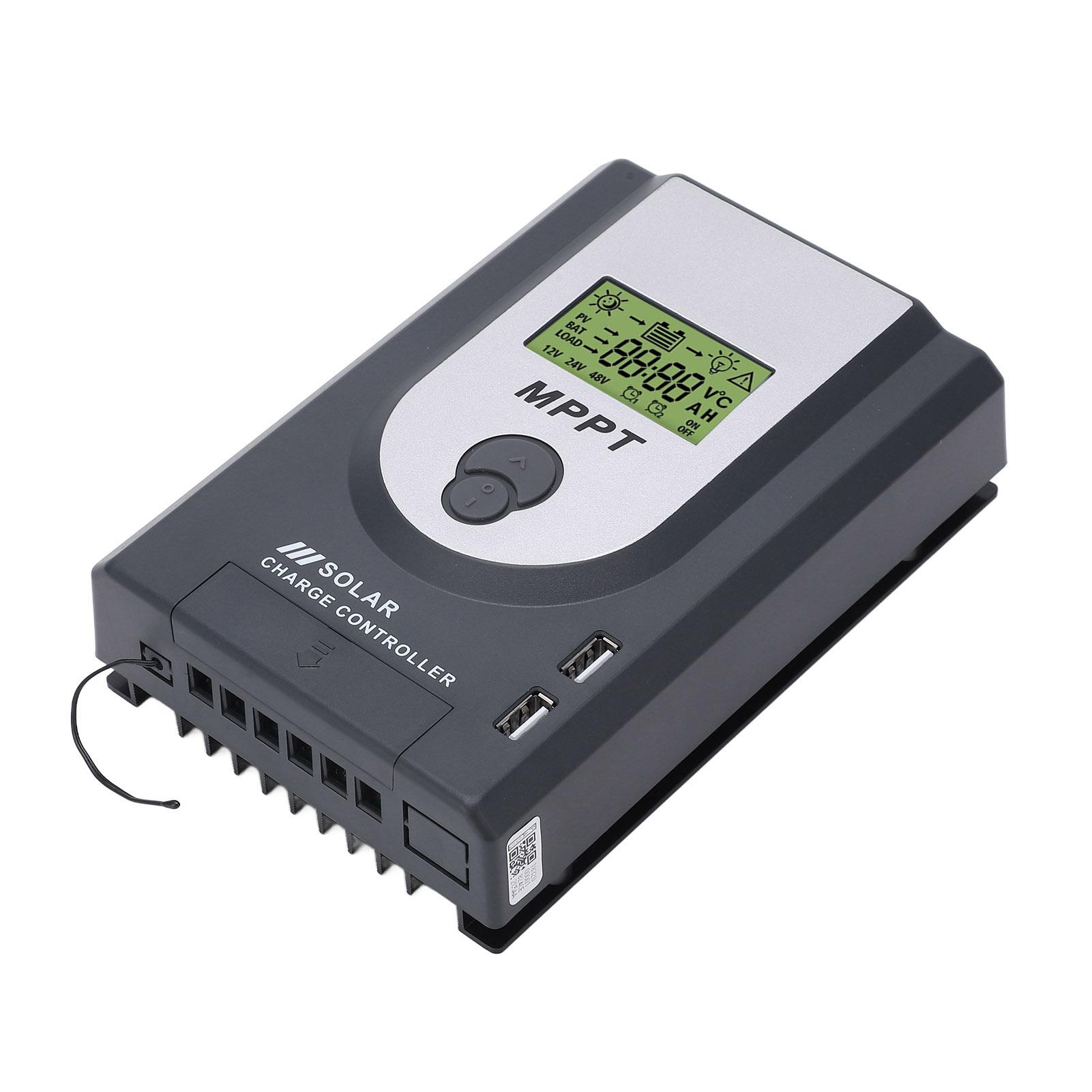 

12В 24В MPPT Контроллер солнечного зарядного устройства 10А Регулируемый параметр с двумя USB-портами Регулятор солнечной панели