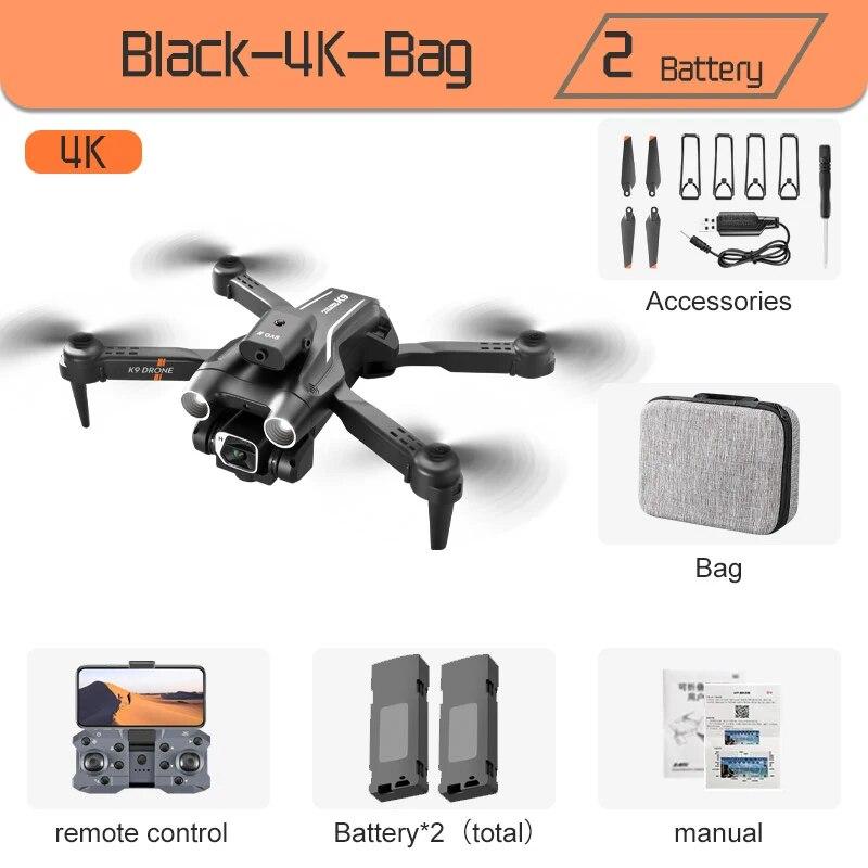 2024 Neue K9Pro RC Drohne Dual-Kamera 4K Professionelle Weitwinkel Optische Fluss Positionierung Vier-Wege-Hindernisvermeidung Mini faltbares Quadcopter Spielzeug