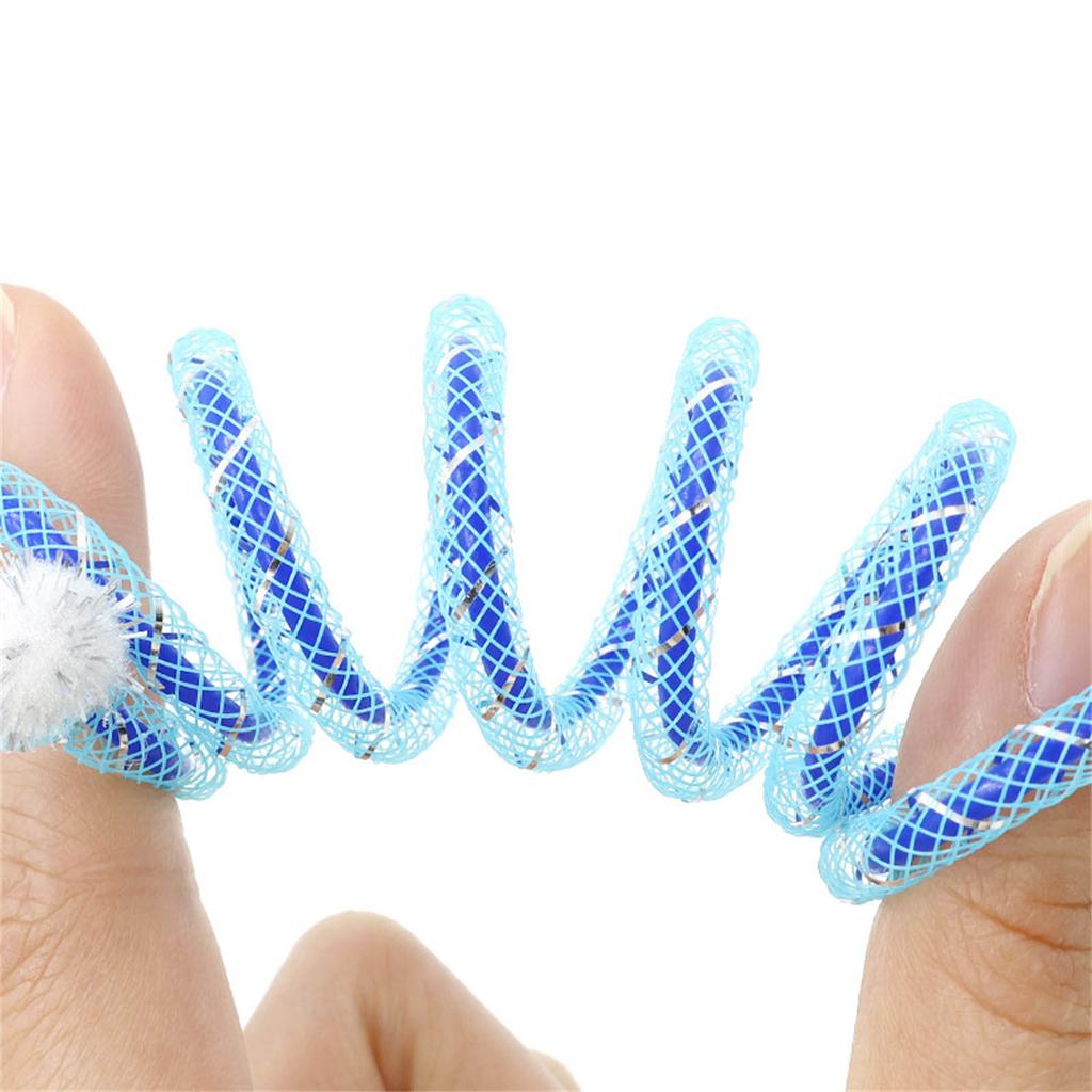 2Pcs Colorful Coils Spring with Plush Ball Cats Chew Toy for Indoor and Outdoor Play Stimulating Curiosity and Hunting