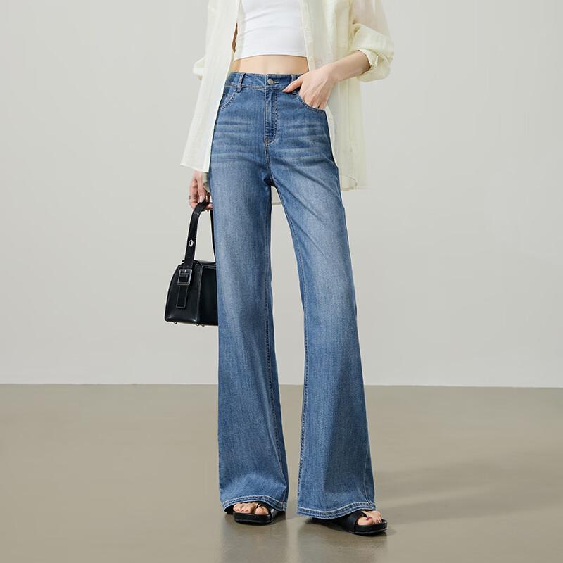 ESE-Y Women s Summer Hemp Tencel Slight Flare Jeans 27