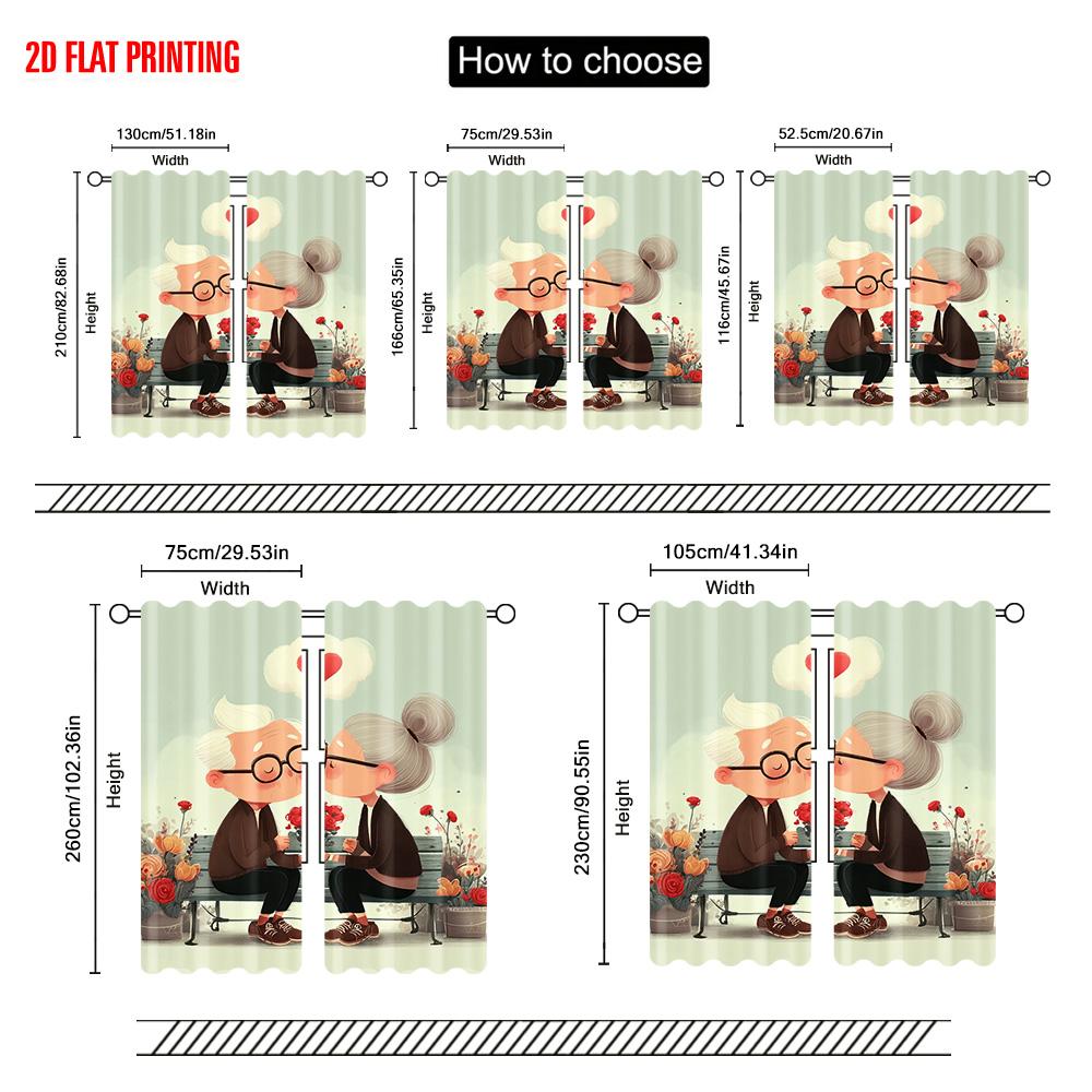 2pcs, plane printing Curtains&Window Treatment Grandparents embrace2 100% Polyester (without rod) Versatile All Use for