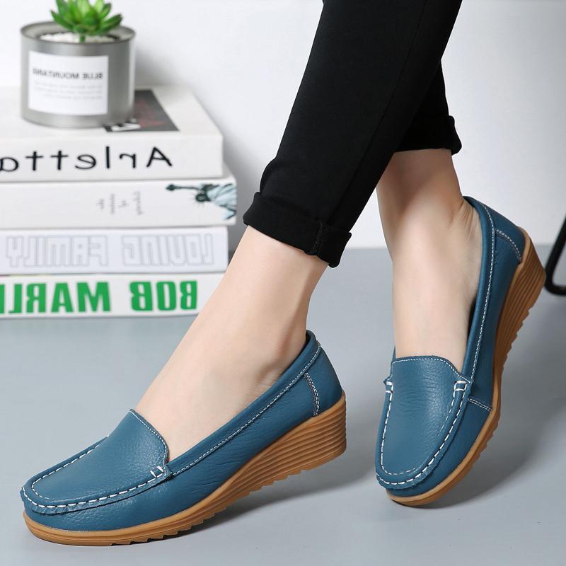 Scarpe basse da donna in pelle con plateau per primavera/autunno