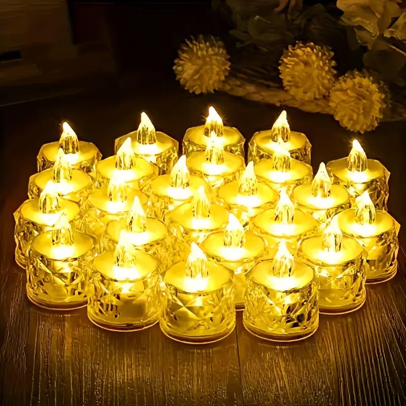 4pcs Flameless LED Candle Crystal Battery Tea Lights Realistic Flickering Flame Candles for Wedding Valentine's Day Home Decor