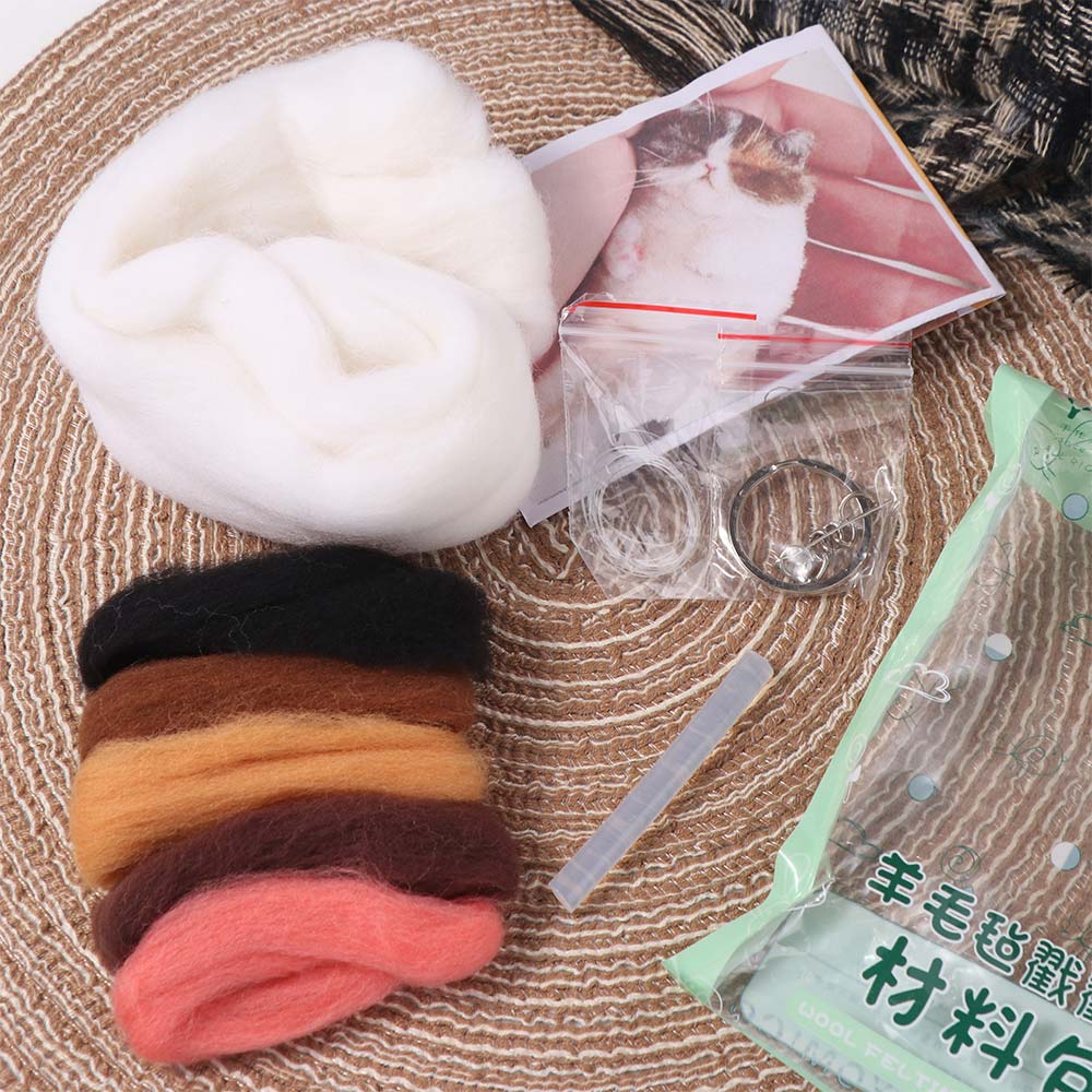 Handmade Cat Wool Needle Felting Kit Beginner Friendly Handmade DIY Material Bag  Beginner Craft
