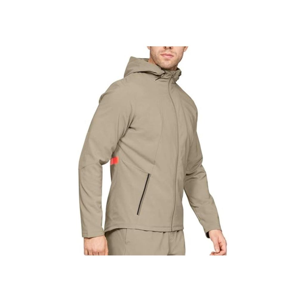 Under Armour Color Block Fitness Training Casual Long Sleeve Jacket Men Outerwear Khaki 1320950-299