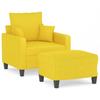 Armchair with Footstool Light Yellow 60 Cm Fabric