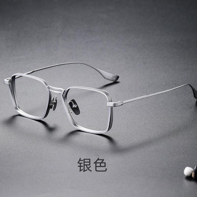 Retro Titanium Alloy Anti-Blue Light Reading Glasses For Men And Women Metal Frame High Quality Versatile Protective Flat Glass