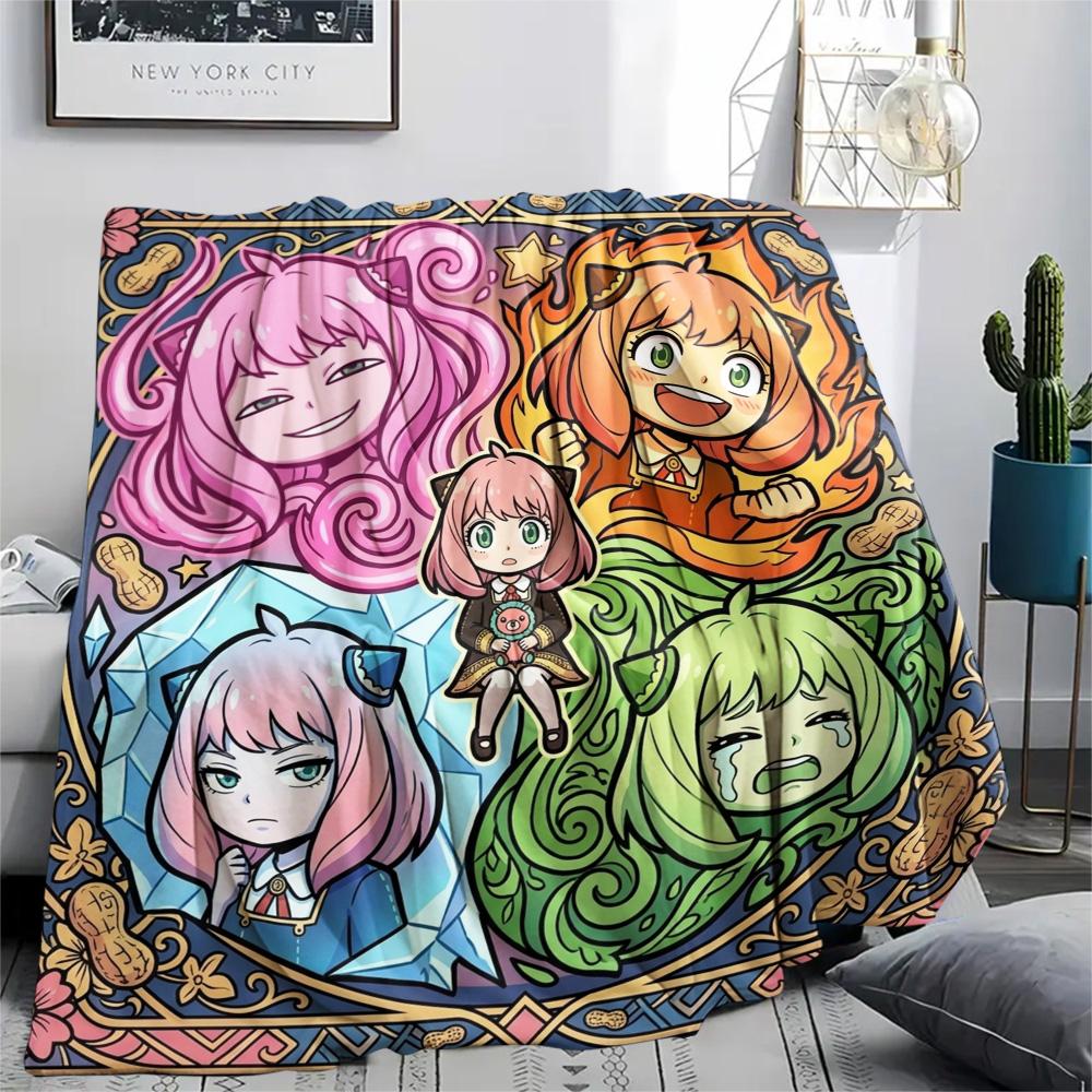 Anya Forger Flannel Blanket Print Style Cozy Warm Comfortable for Picnic Travel Bedroom Beds.-TING