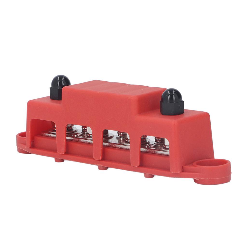 4 Stud M8 Bus Bar Heavy Duty Module Power Distribution Block Busbar Box for RV Yacht 48VDC 250A Red