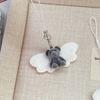Cartoon Flocking Cat Pendant Keychain Y2K Butterfly Wings Key Ring For Women Girls Cute Camera Bag Pendant Decoration Gifts