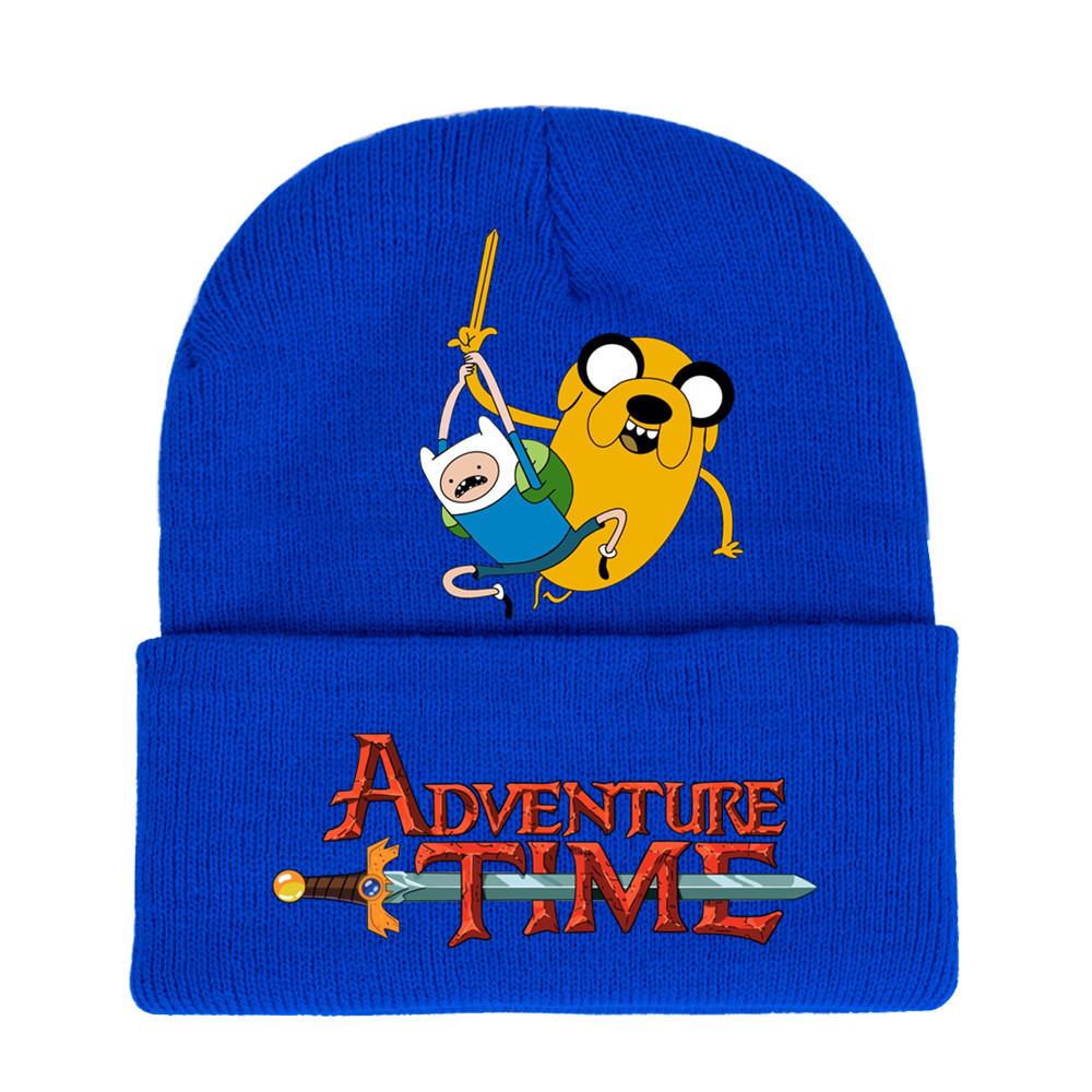 Adventure Time Cartoon Print Acrylic Knit Hat Winter Warm Unisex Beanie For Adults Teens