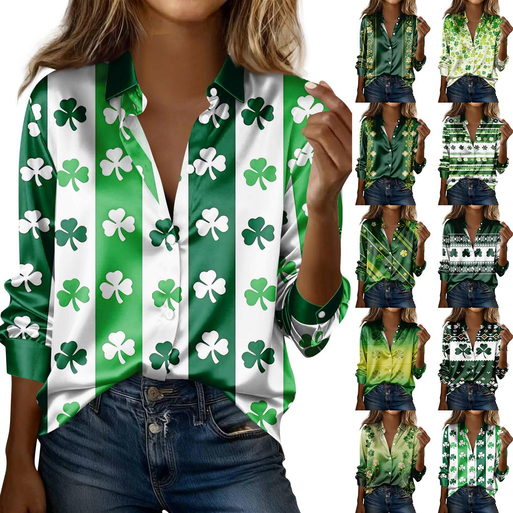 Women's Shirt Blouse Print Button Long Sleeve Casual Basic Shirt Collar Regular Top